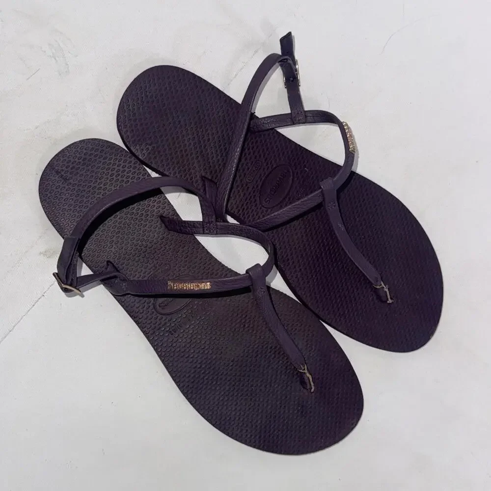 Havaianas Purple Classic‎ Leather T-Shape You Riviera Thong Sandals Size 9/10